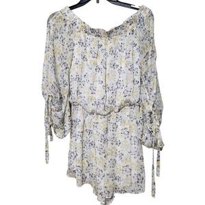 Sugar Lips Romper For Women Size Small White Floral Lined Open Sleeves.  New